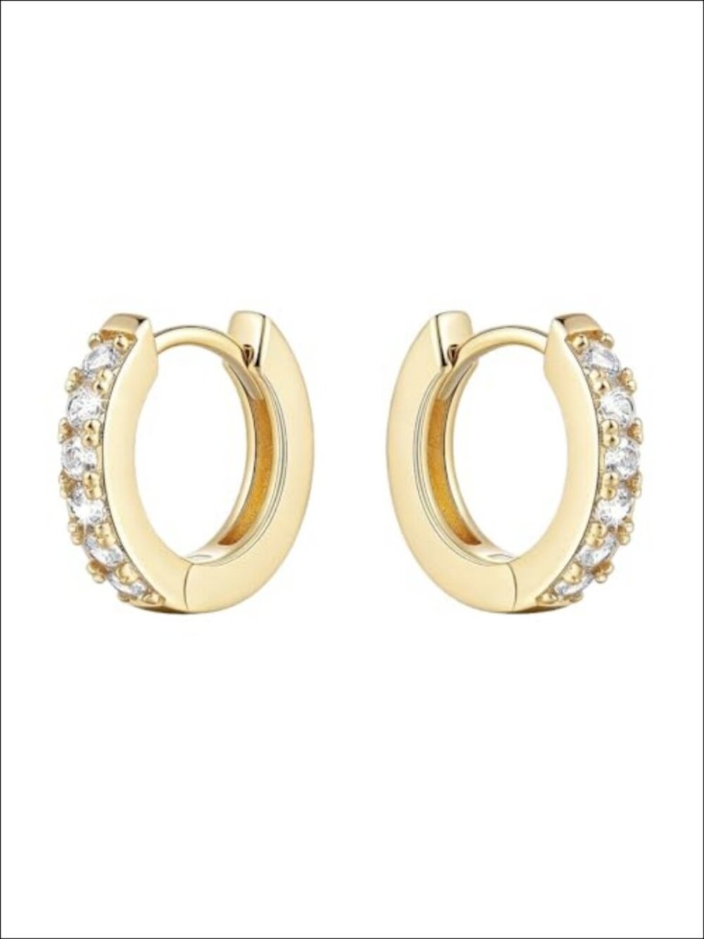 14K Gold Plated Cubic Zirconia Huggie Hoop Earrings for Women